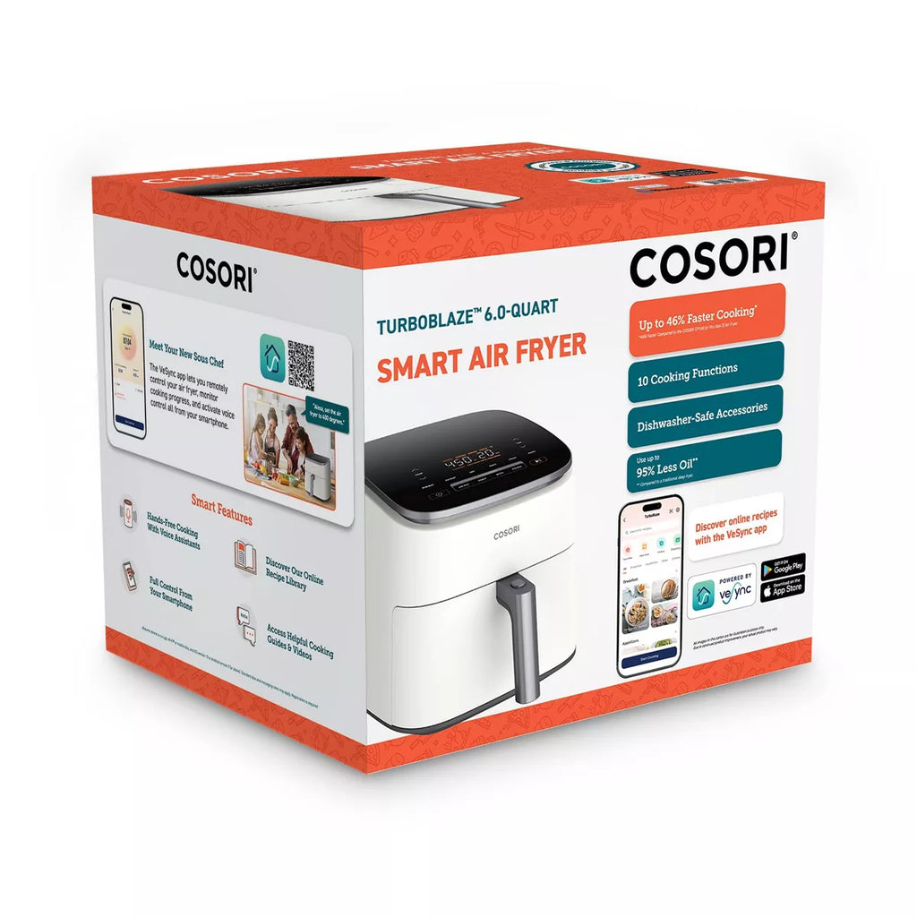 Cosori 6Qt Turboblaze Smart Air Fryer Cream