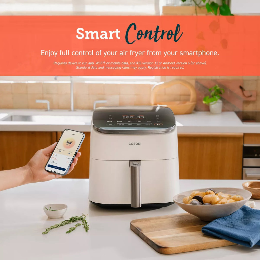 Cosori 6Qt Turboblaze Smart Air Fryer Cream