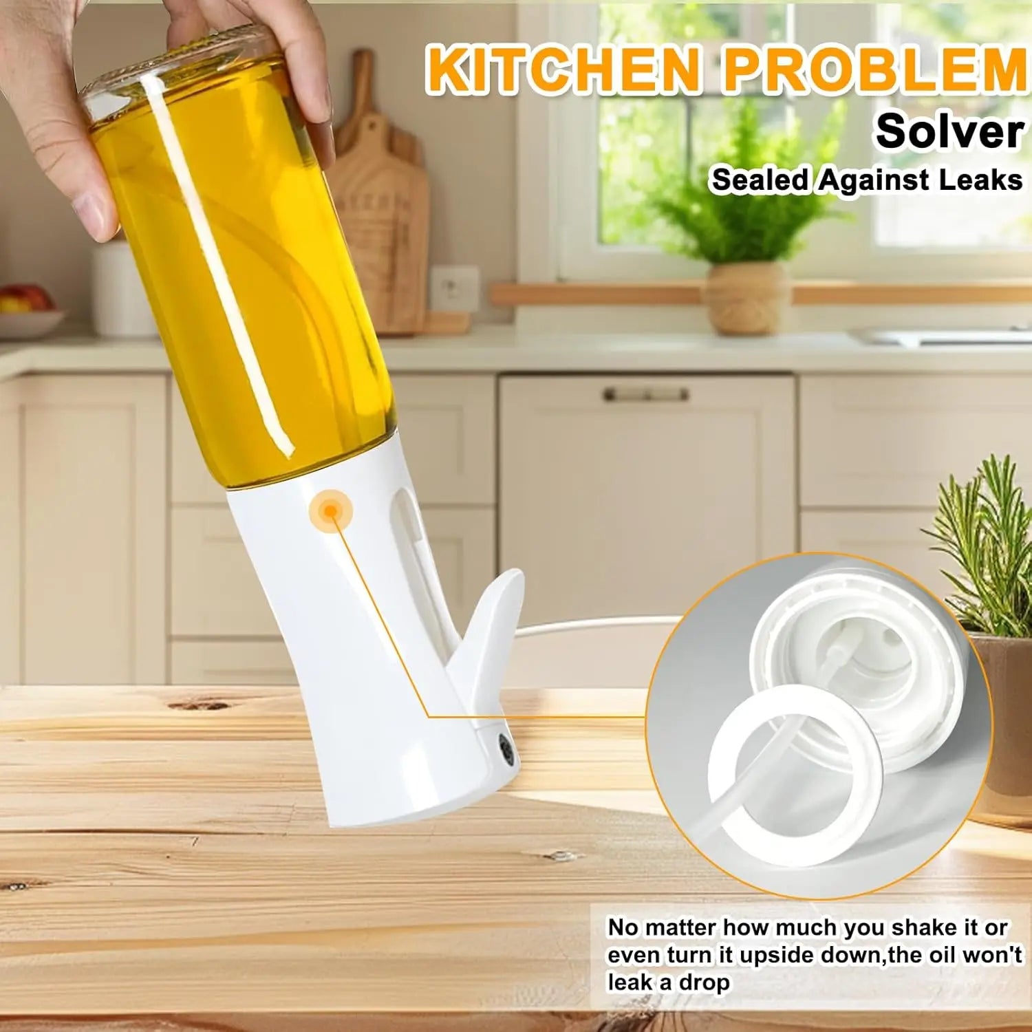 Olive Oil Mister Spray Bottle for Cooking - Cooking Oil Spray Bottle Air Fryer Accessories - Refillable Glass Dispenser