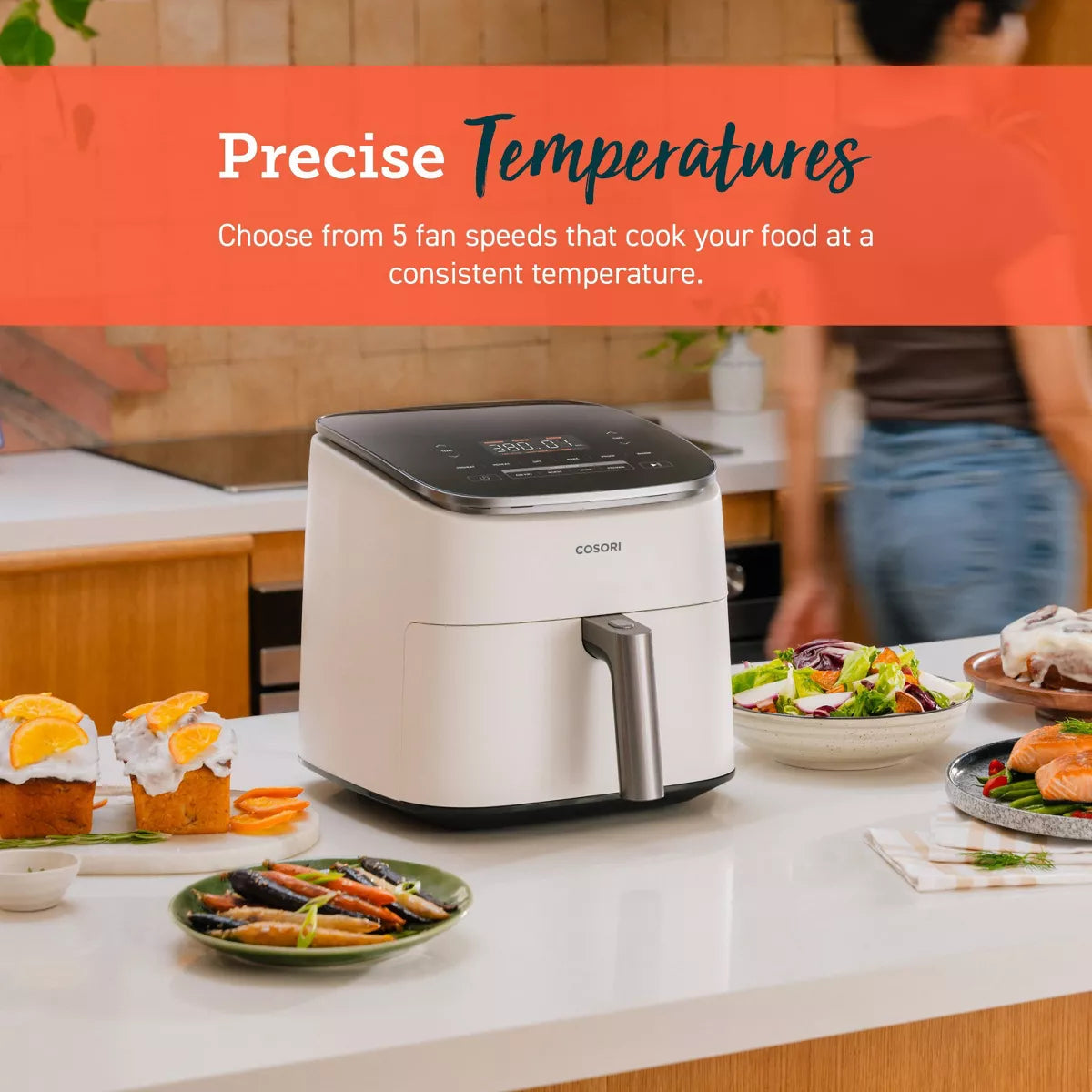 Cosori 6Qt Turboblaze Smart Air Fryer Cream