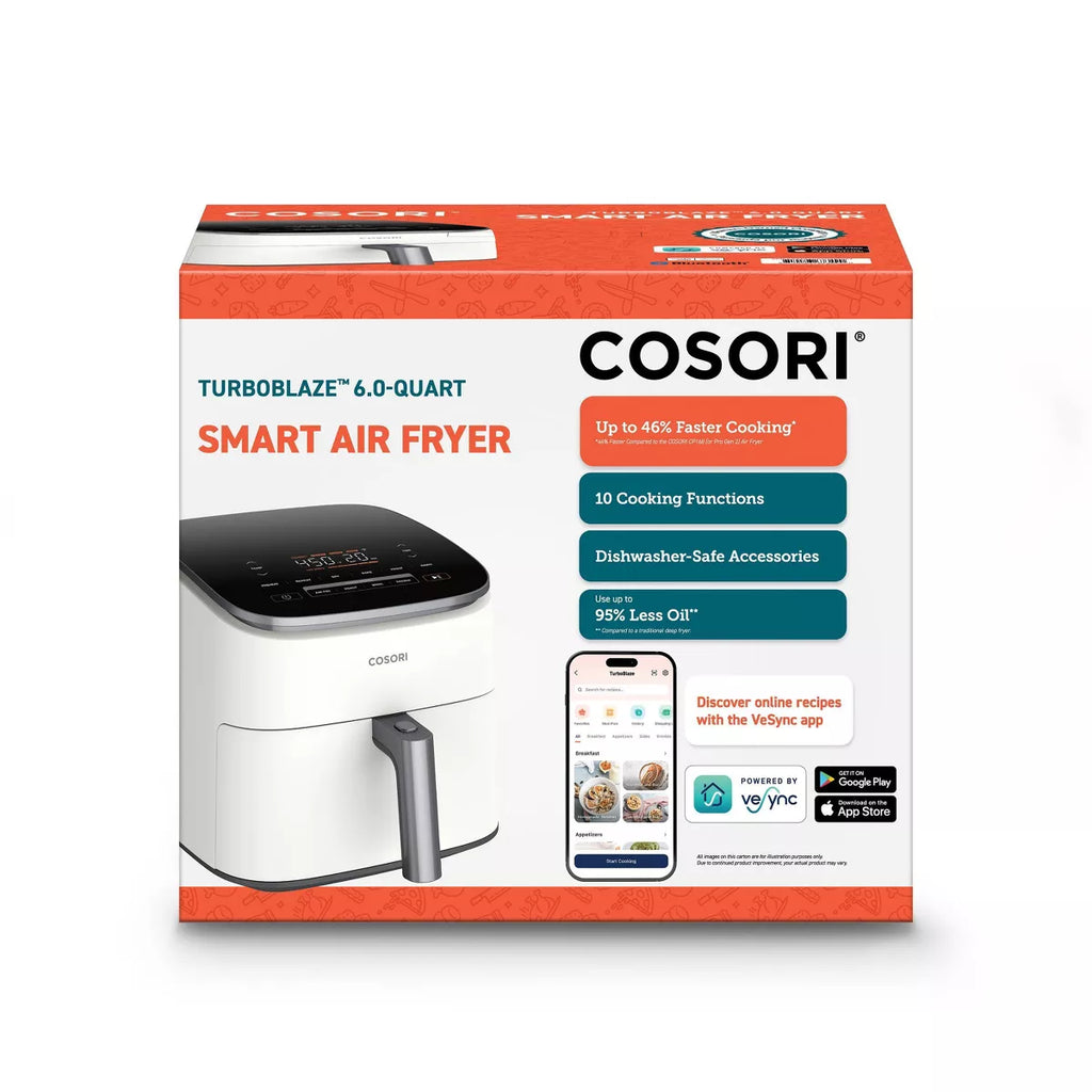 Cosori 6Qt Turboblaze Smart Air Fryer Cream