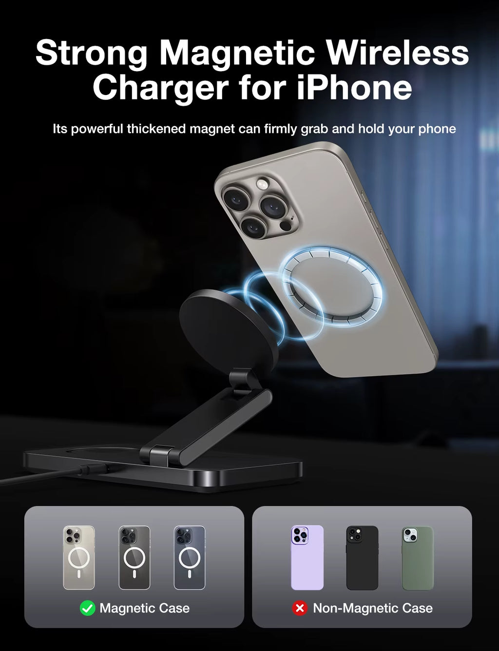 Foldable Magnetic Wireless Charging Station 3 in 1 Fast Charging Dock Station for Magsafe for Iphone 17 Apple Watch Airpods
