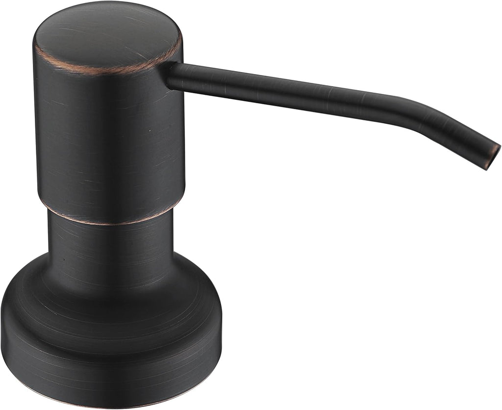 Built in Soap Dispenser for Kitchen Sink,Stainless Steel Pump Head Long Spout with 17Oz PET Food Safe Material Soap Bottle, Oil Rubber Bronze Finish Sink Kitchen Soap Dispenser Refill from the Top