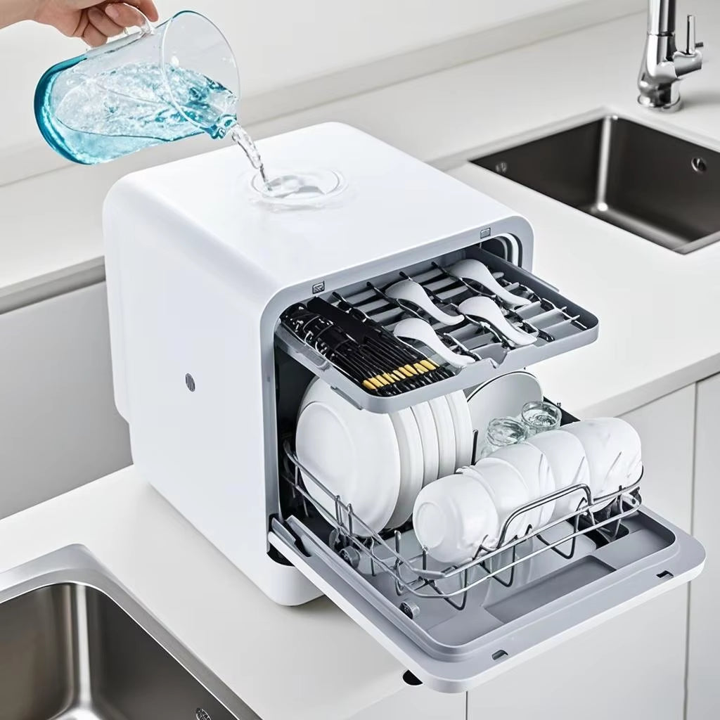 Automatic Portable Mini Dishwasher for Kitchen Home Hotels Cars-Smart Freestanding Electric with Plug Integrated Dishwasher