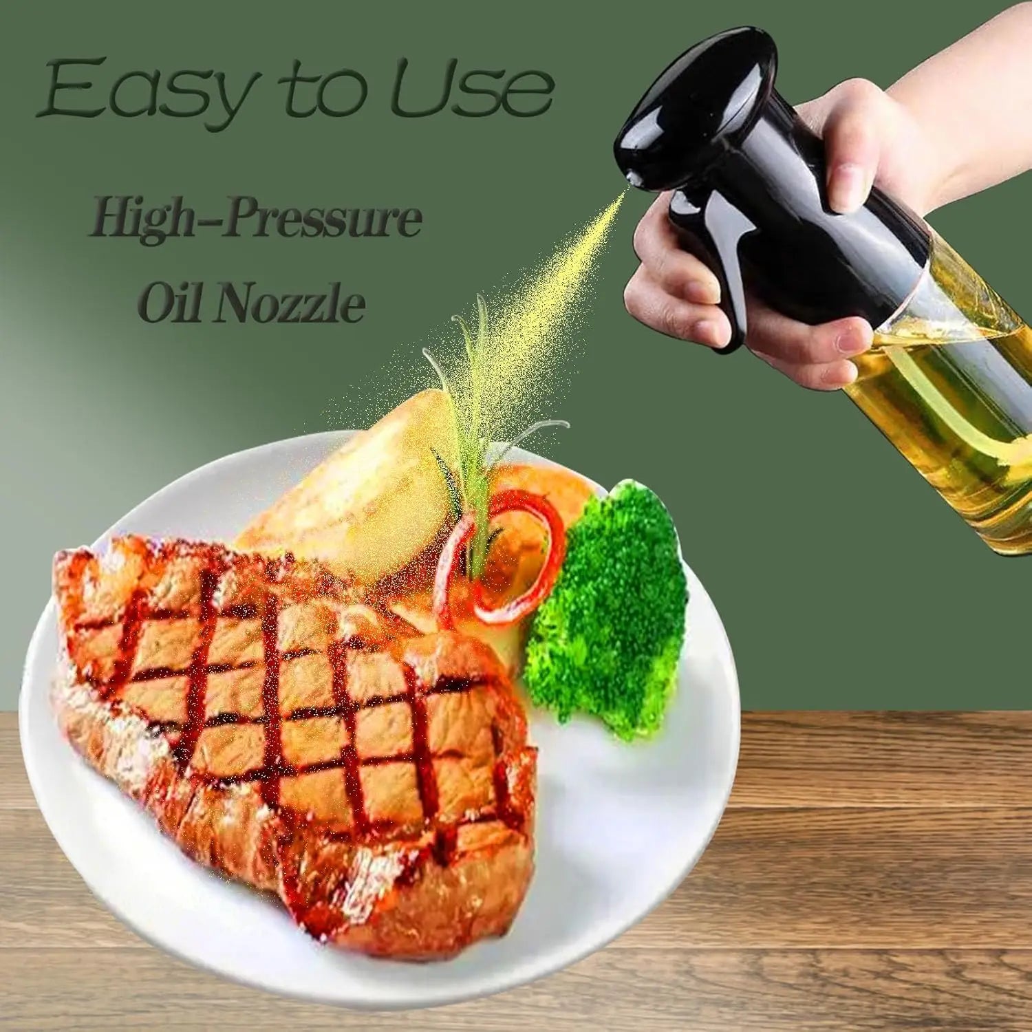 Olive Oil Mister Spray Bottle for Cooking - Cooking Oil Spray Bottle Air Fryer Accessories - Refillable Glass Dispenser
