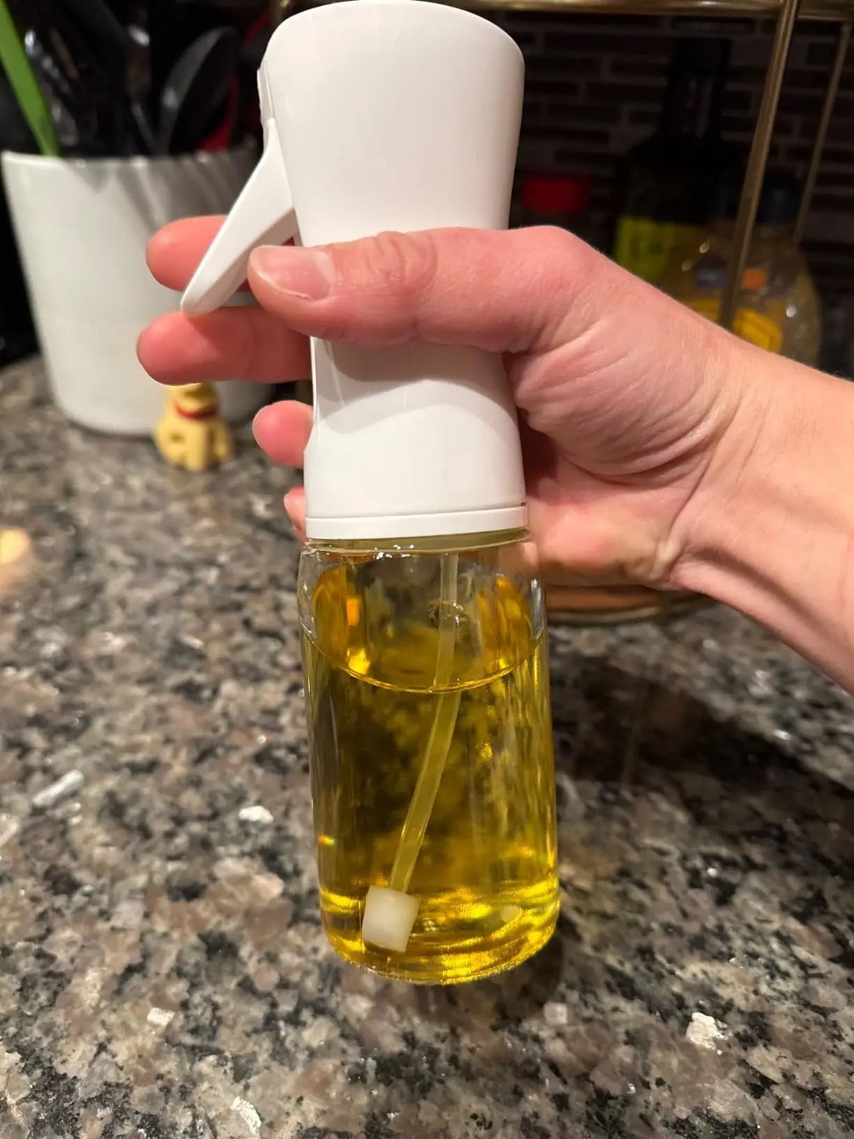 Olive Oil Mister Spray Bottle for Cooking - Cooking Oil Spray Bottle Air Fryer Accessories - Refillable Glass Dispenser