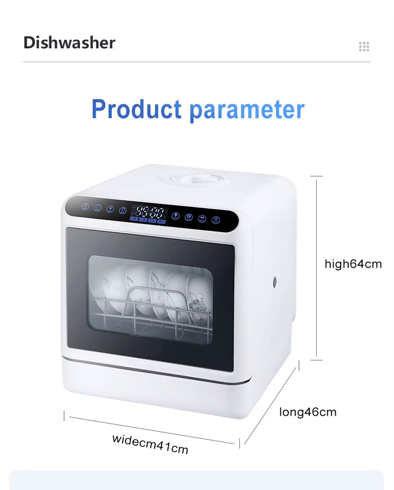 Automatic Portable Mini Dishwasher for Kitchen Home Hotels Cars-Smart Freestanding Electric with Plug Integrated Dishwasher