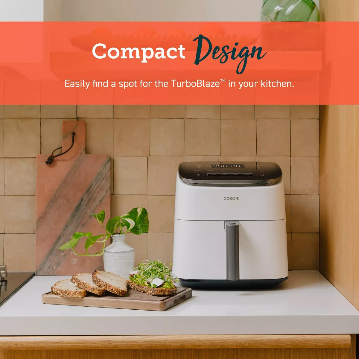 Cosori 6Qt Turboblaze Smart Air Fryer Cream